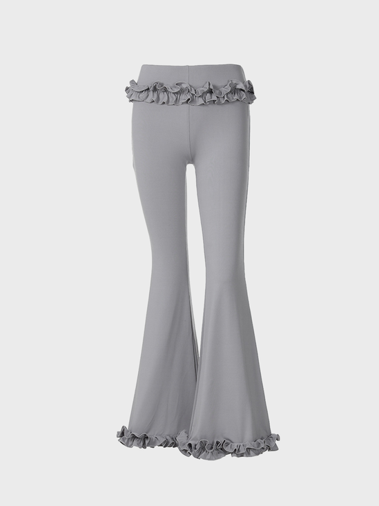 Jersey Plain Flare Pants Fashion Pants