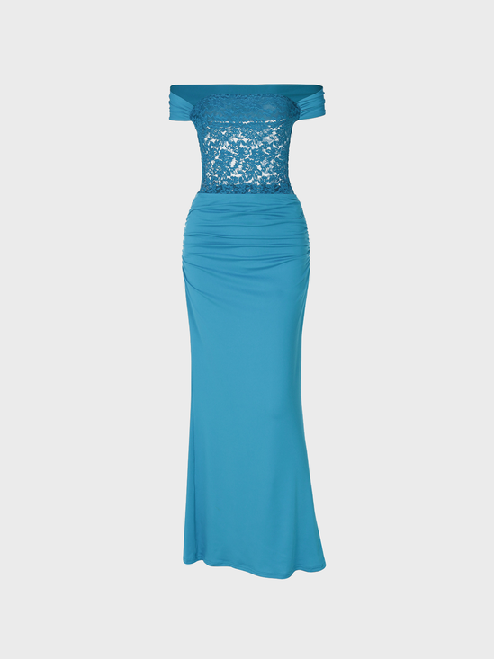 Off The Shoulder Plain Sleeveless Maxi Dress