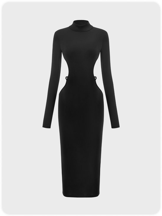 Solid Sexy Long Sleeve Stand Collar Dresses
