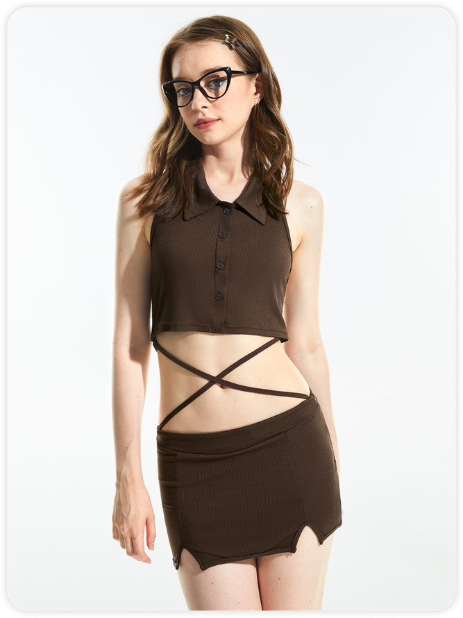 Brown Two-Piece Set