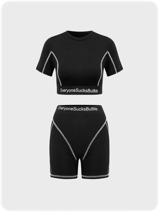 Edgy Black Letter Two-Piece Set