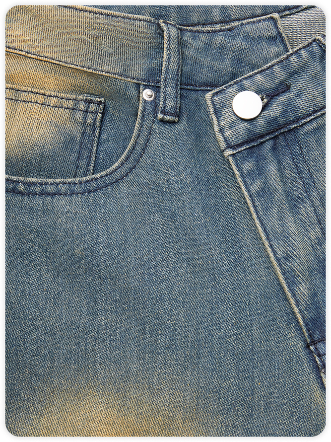 Street Blue Asymmetrical Jeans