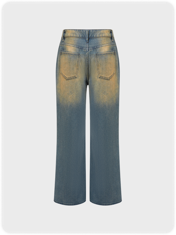 Street Blue Jeans Asymmetrical Design Bottom