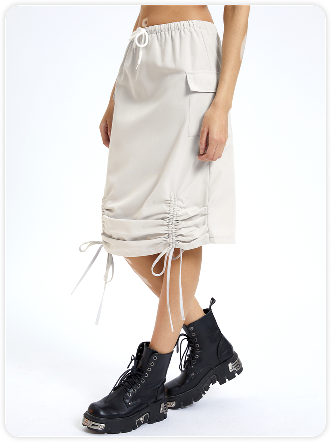 【Final Sale】Street Nude Wrinkled Bottom Skirt