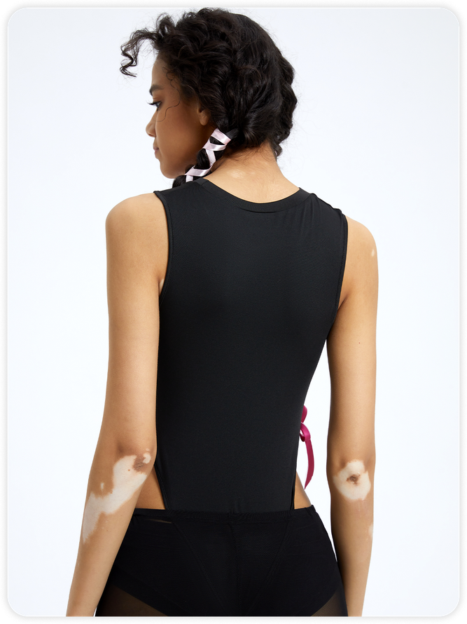 Y2k Balletcore Black Embroidery Bowknot Bodysuit