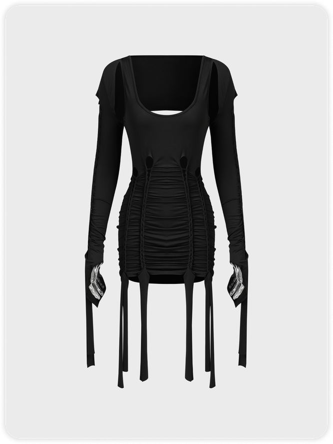 Punk Black Cut out Dress Mini Dress