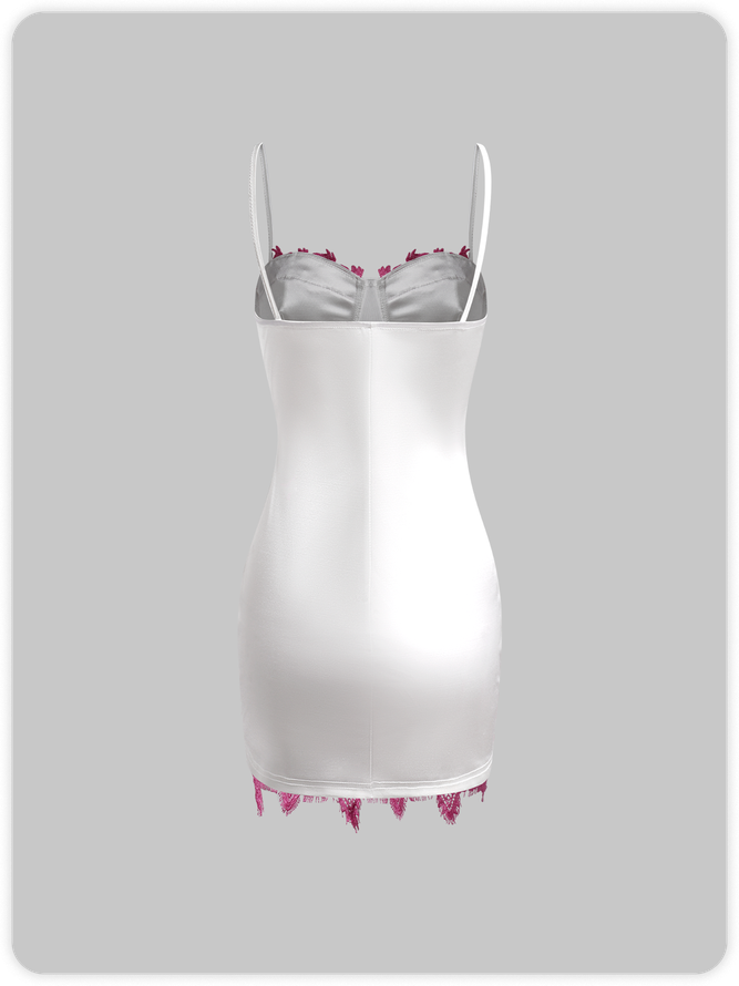 Y2k White Lace hem Dress Mini Dress