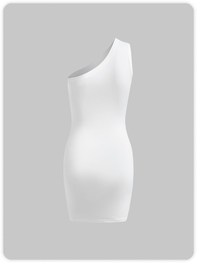 Street White Asymmetrical design Letter Dress Mini Dress