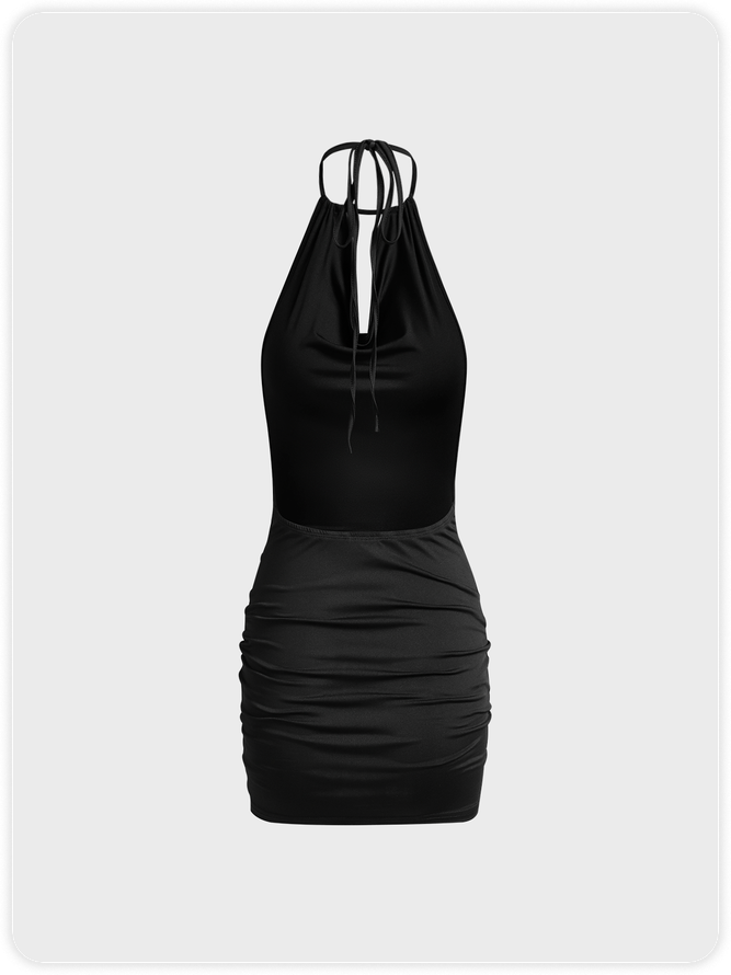 Y2k Black Backless Dress Mini Dress