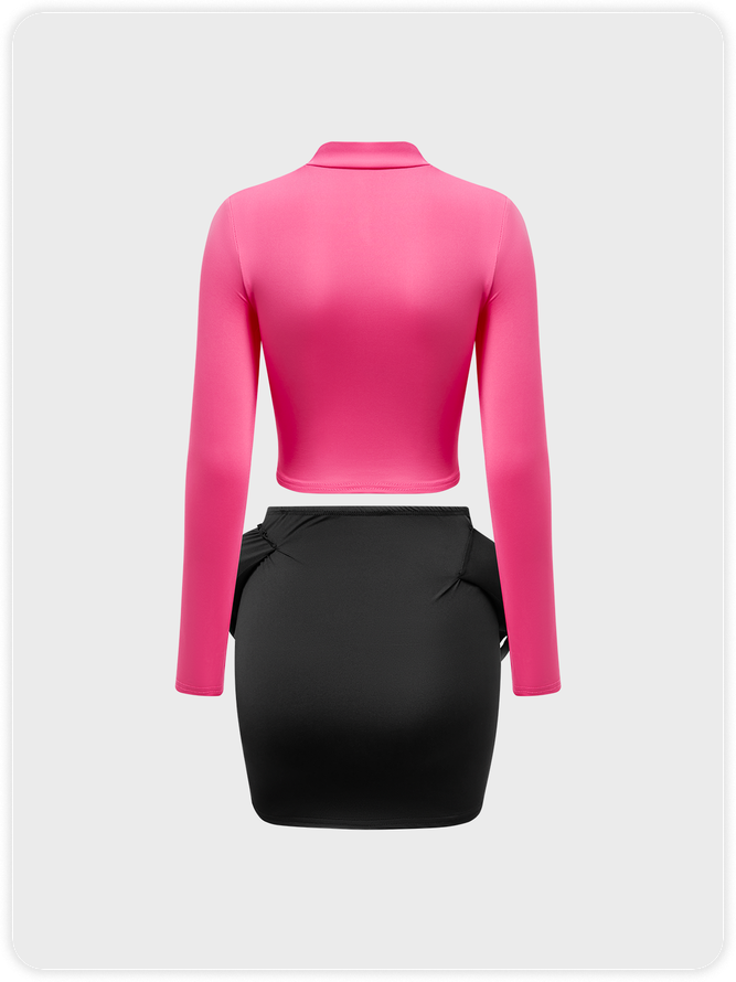 Edgy Pink 3D Hand print Two-Piece Set