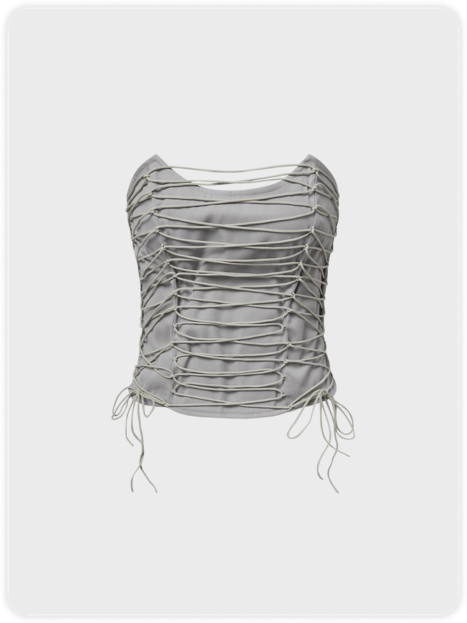 Y2K Gray Lace up Corset Top Women Top