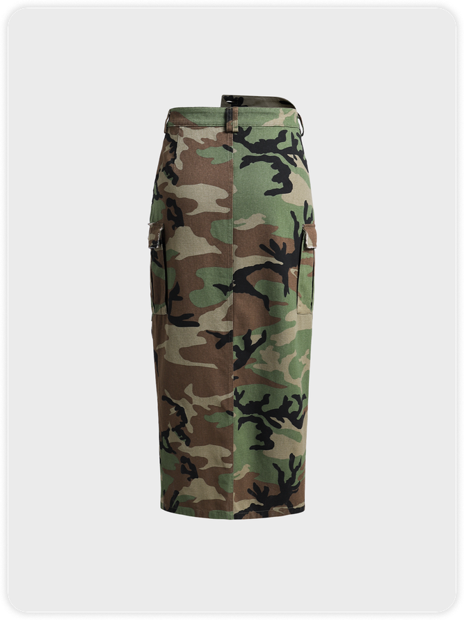 Street Army Green Slim Bottom Skirt