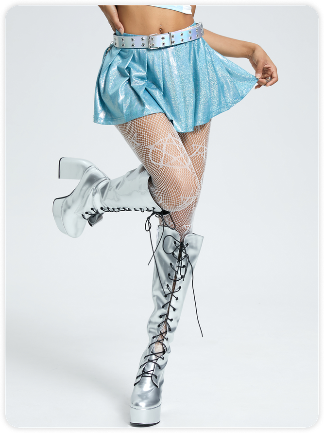 Edgy Blue Glitter Bottom Skirt
