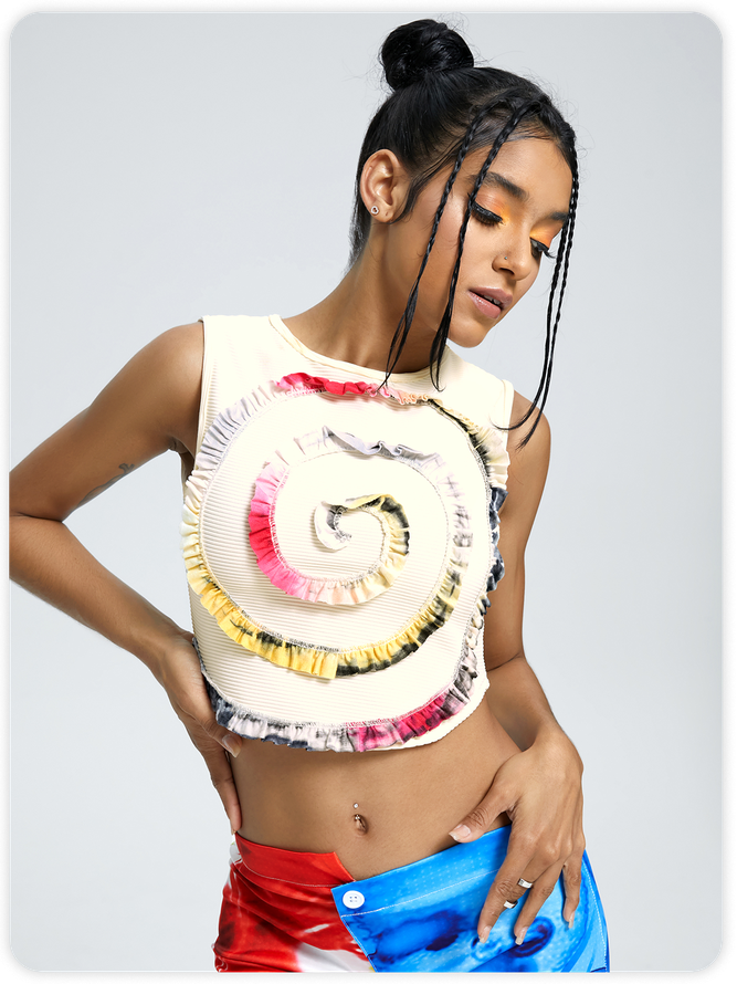 Y2k White Patchwork Top Tank Top & Cami