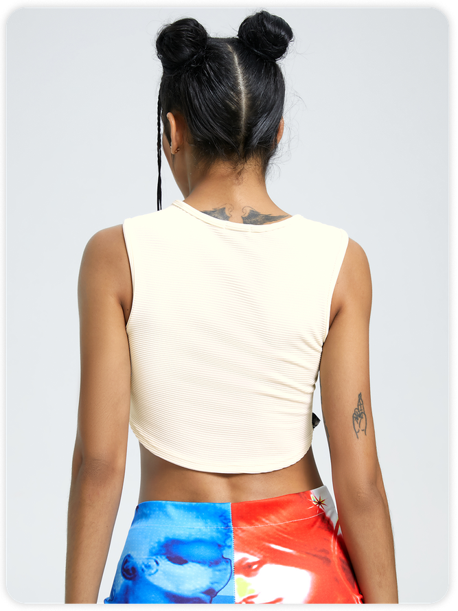 Y2k White Patchwork Top Tank Top & Cami
