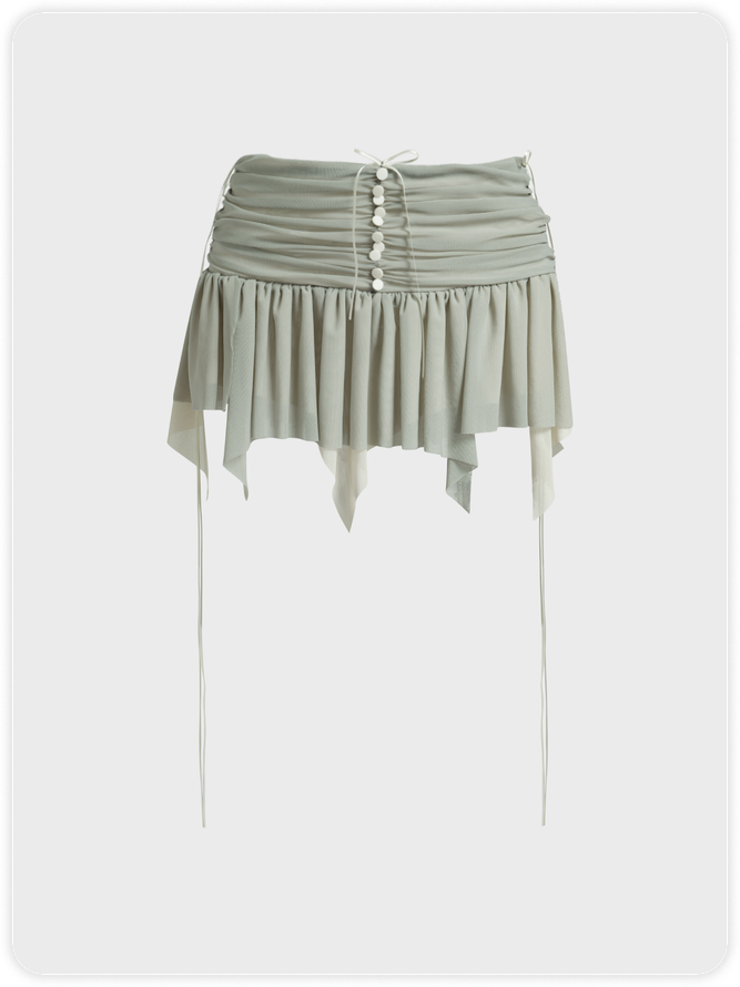 Y2k Gray Sleated Side slit Bottom Skirt