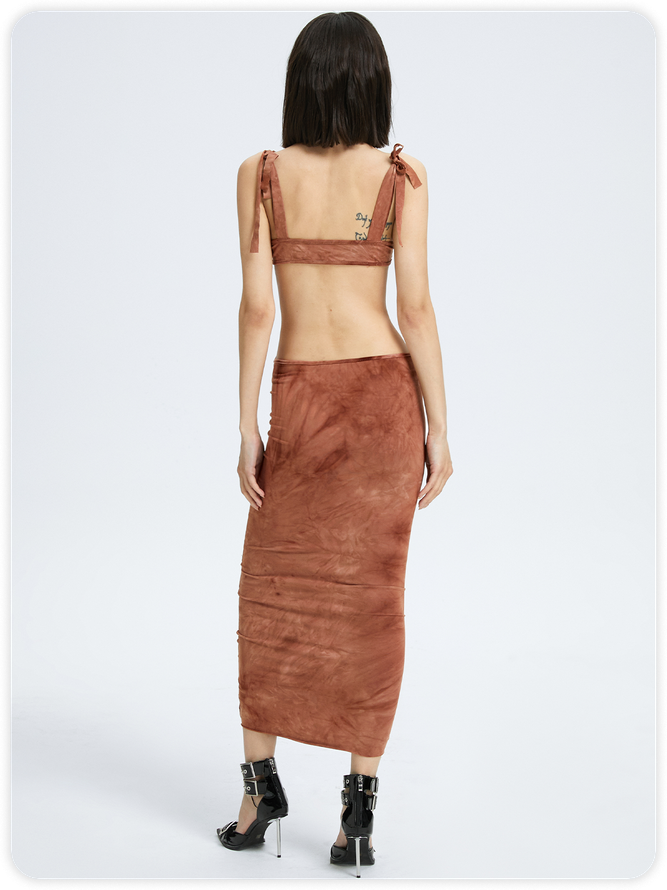 Street Brown Cut Out Dress Midi Dress