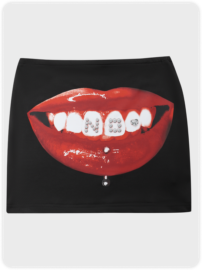 Edgy Black Body print Bottom Skirt