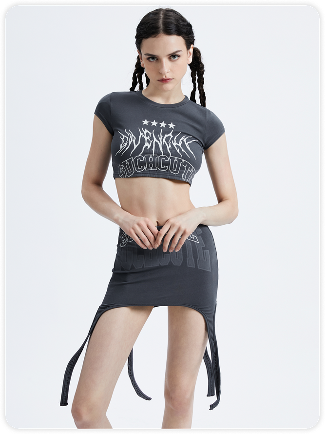 Street Gray Letter Two-Piece Set