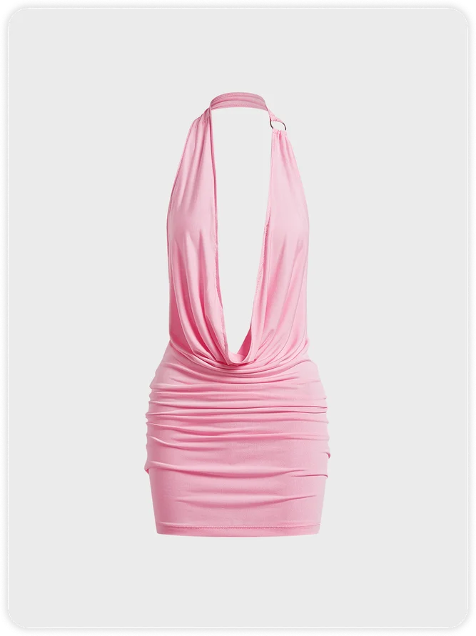 Halter Plain Sleeveless Short Dress