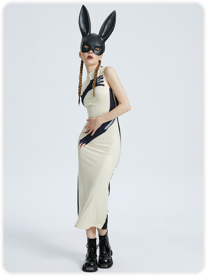 Crew Neck Human Body Sleeveless Maxi Dress
