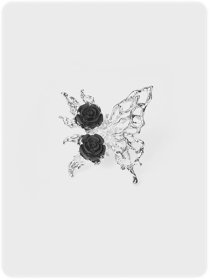 Metal Butterfly Roses Ring