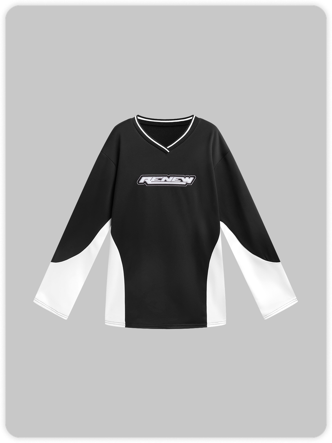 V Neck Color Block Long Sleeve Sweatshirt