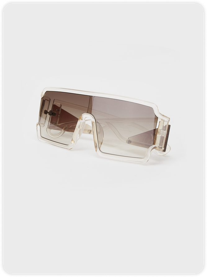 Square Frame Plastic Plain Sunglasses