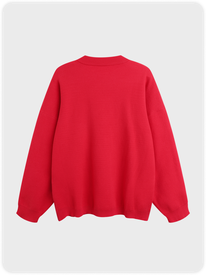 Crew Neck Text Letters Long Sleeve Sweater