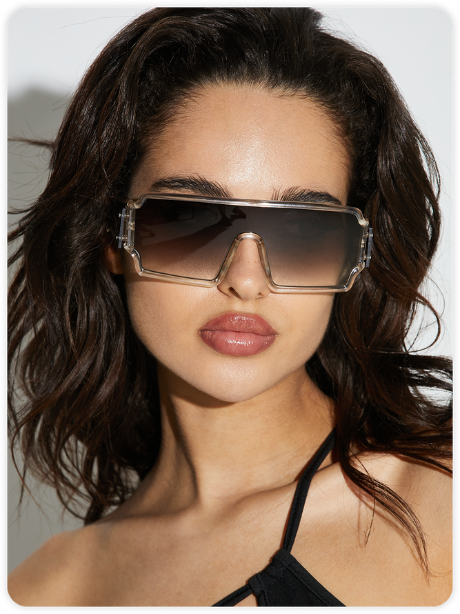 Square Frame Plastic Plain Sunglasses