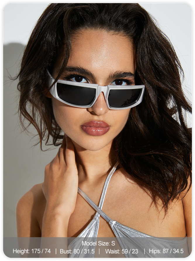 Metallic Square Frame Fashion Sunglasses