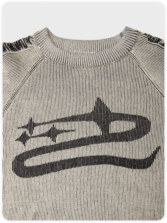 Raw Edge Crew Neck Color Block Long Sleeve Sweater