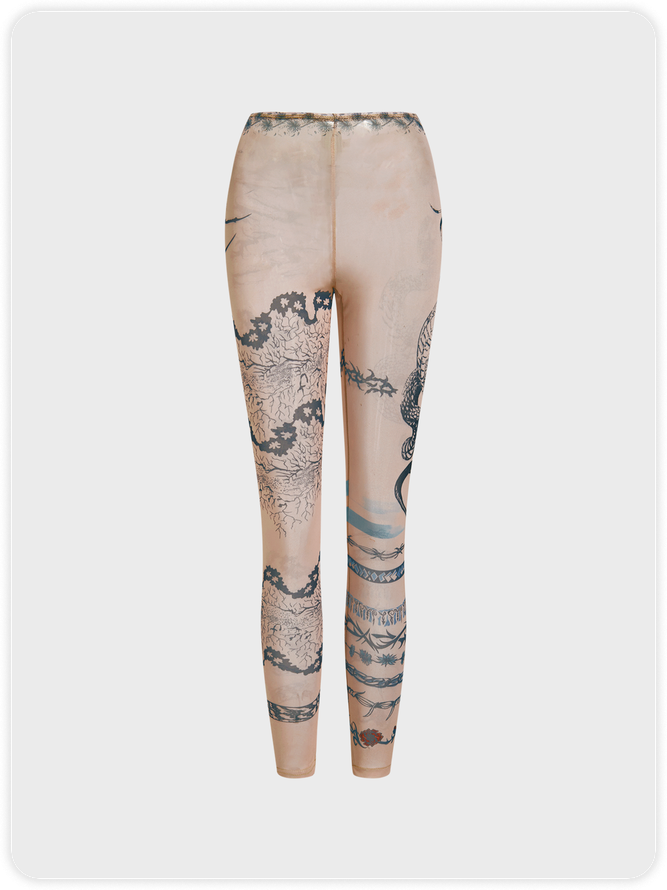 Mesh Animal Top With Pants Two-Piece Set