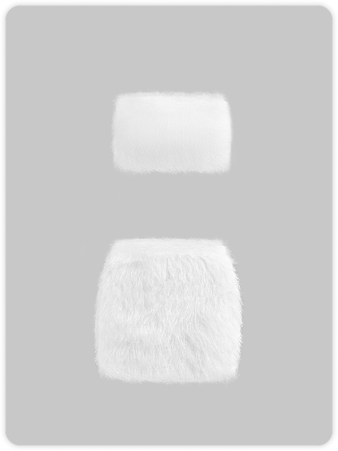 Fuzzy Plain Tube Top With Skirt Two-Piece Set