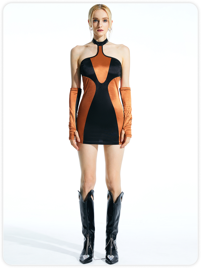 【Final Sale】Orange Dress Mini Dress