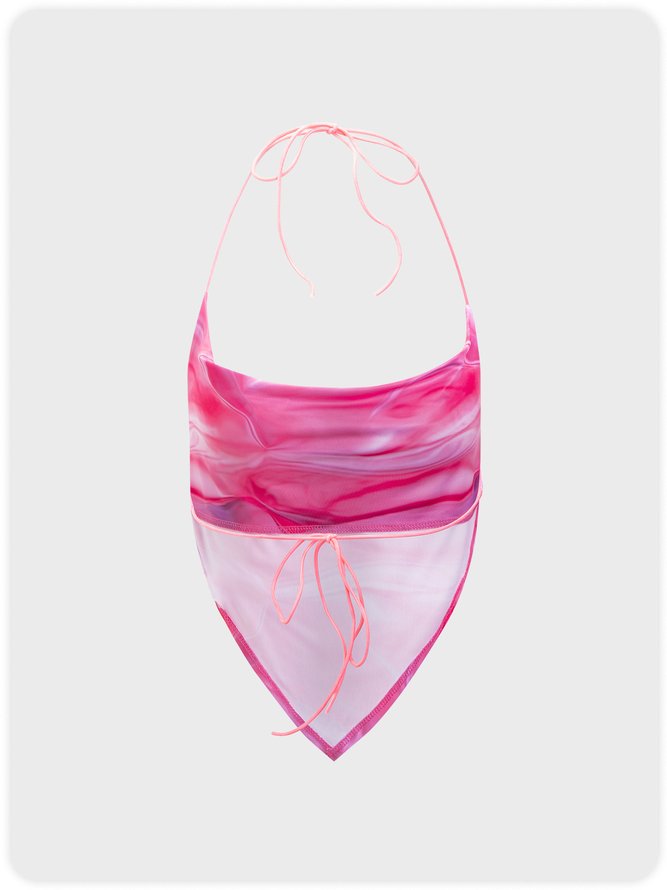 【Final Sale】Y2K Pink Lace-Up Design Water Wave Top Tank Top & Cami