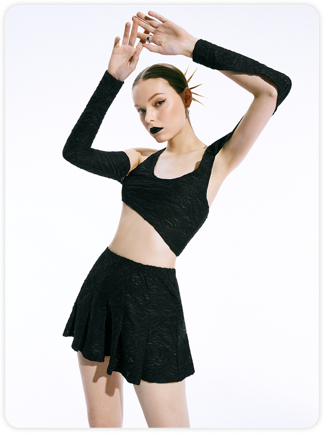 【Final Sale】Y2K Black Asymmetrical Design Deconstructed Top Women Top