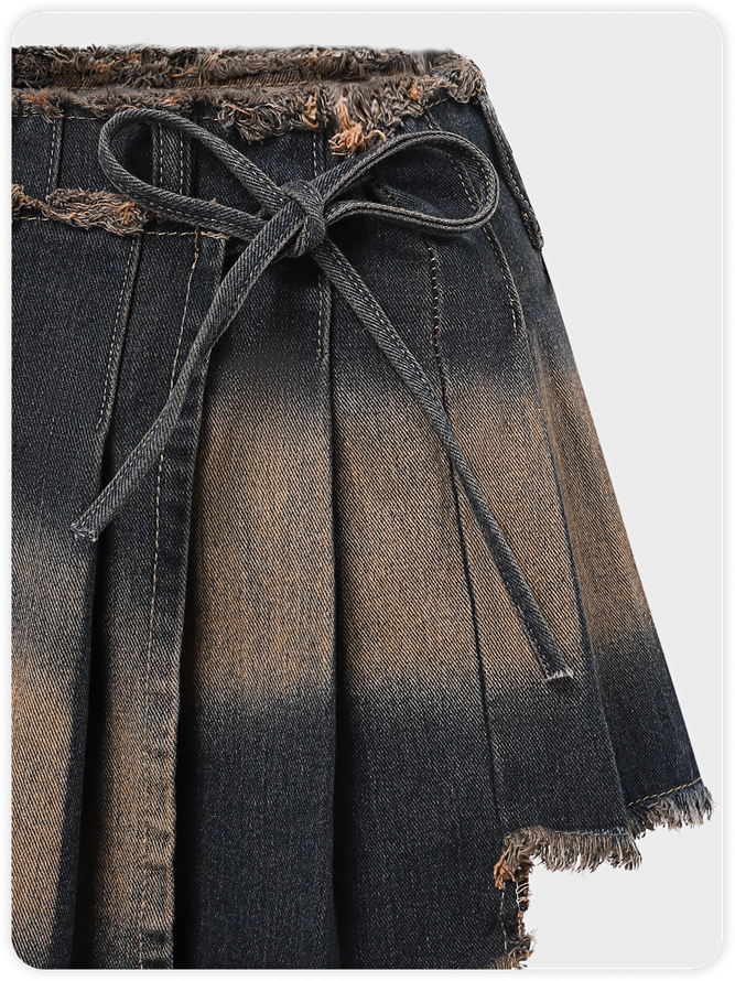 Y2K Blue Asymmetrical Design Bottom Skirt