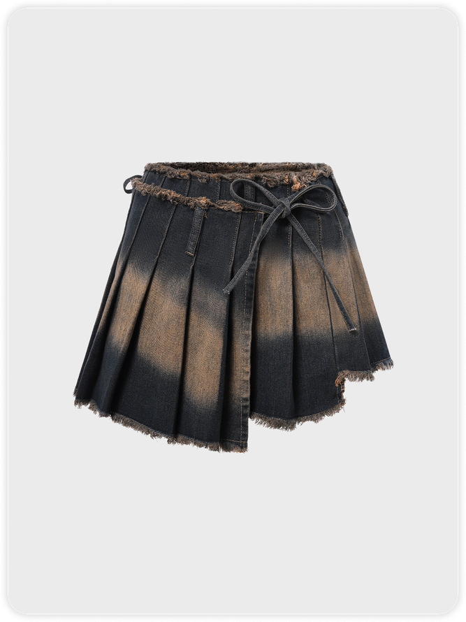 Y2K Blue Asymmetrical Design Bottom Skirt