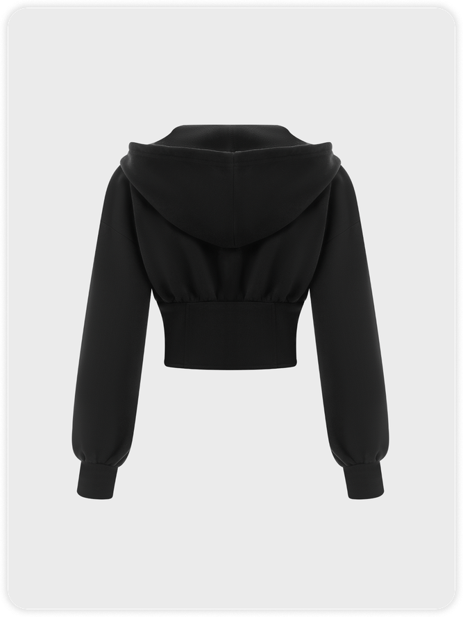 【Final Sale】Street Black Hoodie Corset Top Hoodie & Sweatshirt