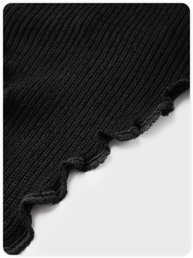 【Clearance Sale】Street Black High Neck Irregular Hem Arm Sleeves Top Sweater