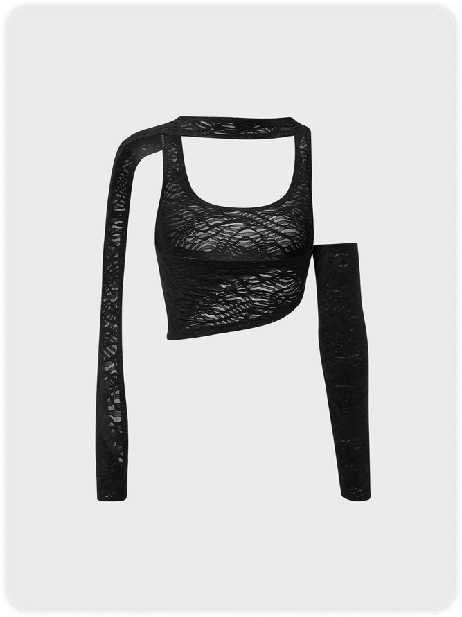【Final Sale】Y2K Black Asymmetrical Design Deconstructed Top Women Top