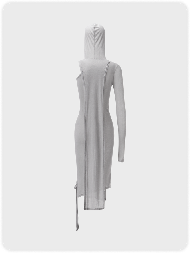 【Final Sale】Edgy Gray Cut Out Dress Midi Dress