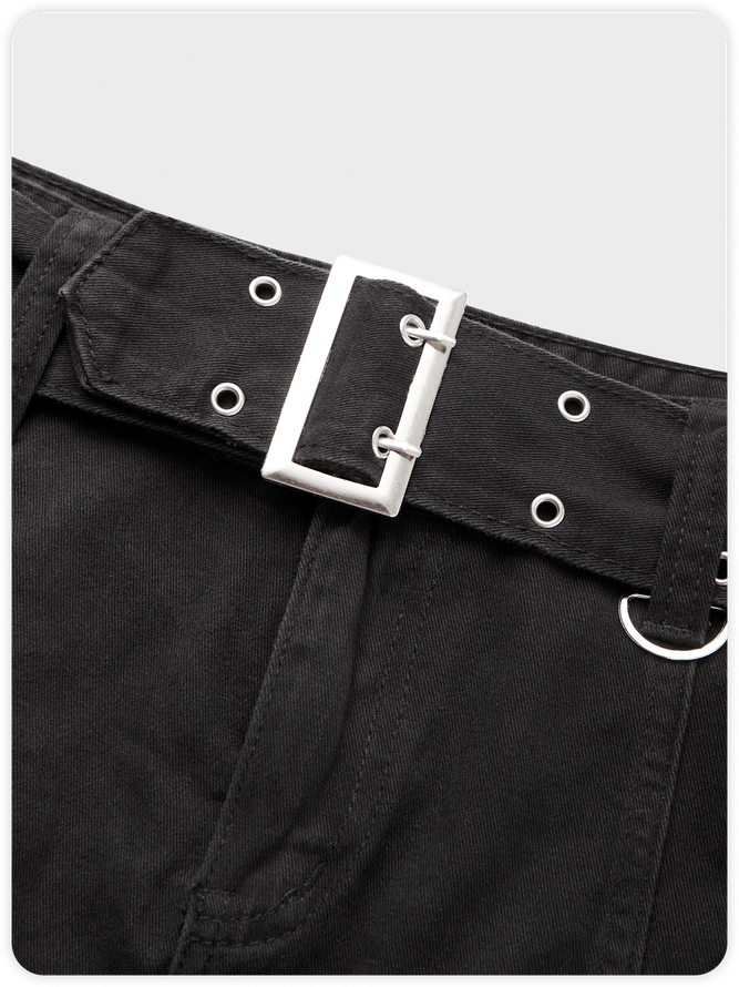 Street White Metal Pockets Bottom Skirt