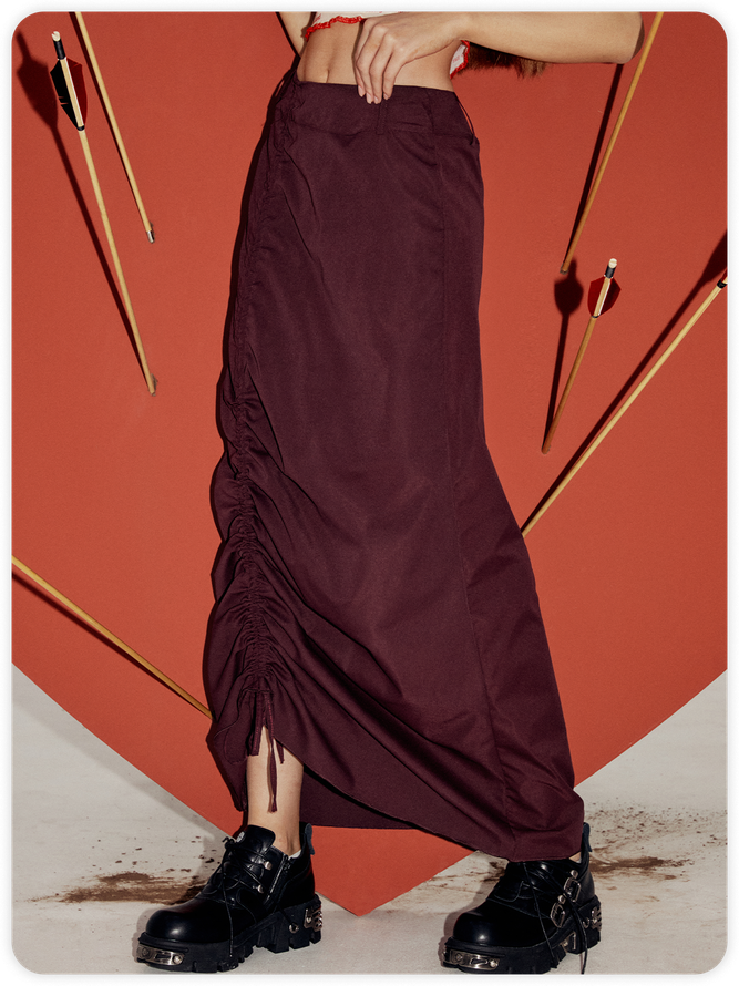 Street Purple Wrinkle Aymmetrical Desig Bottom Skirt