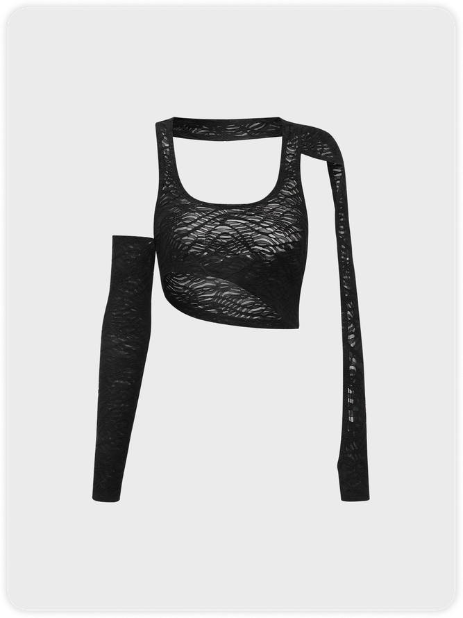 【Final Sale】Y2K Black Asymmetrical Design Deconstructed Top Women Top