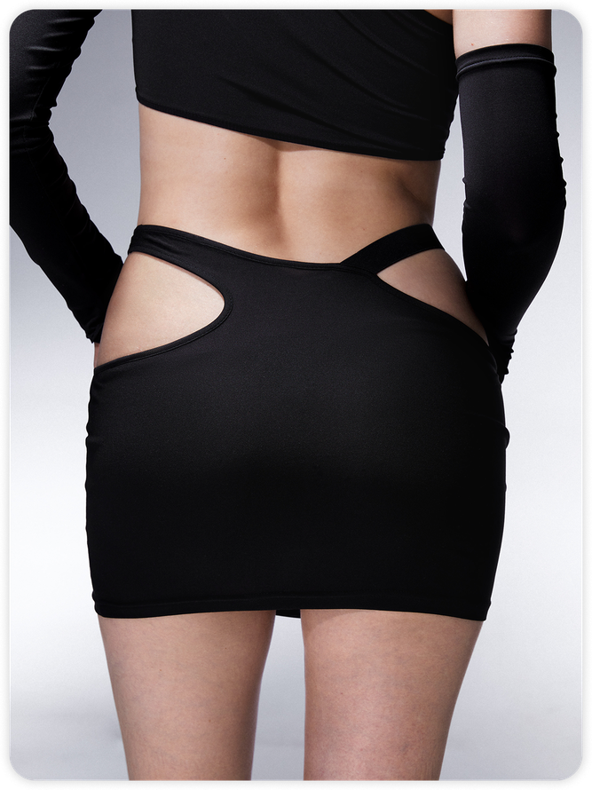 Street Black 3M Asymmetrical Design Cyberpunk Bottom Skirt