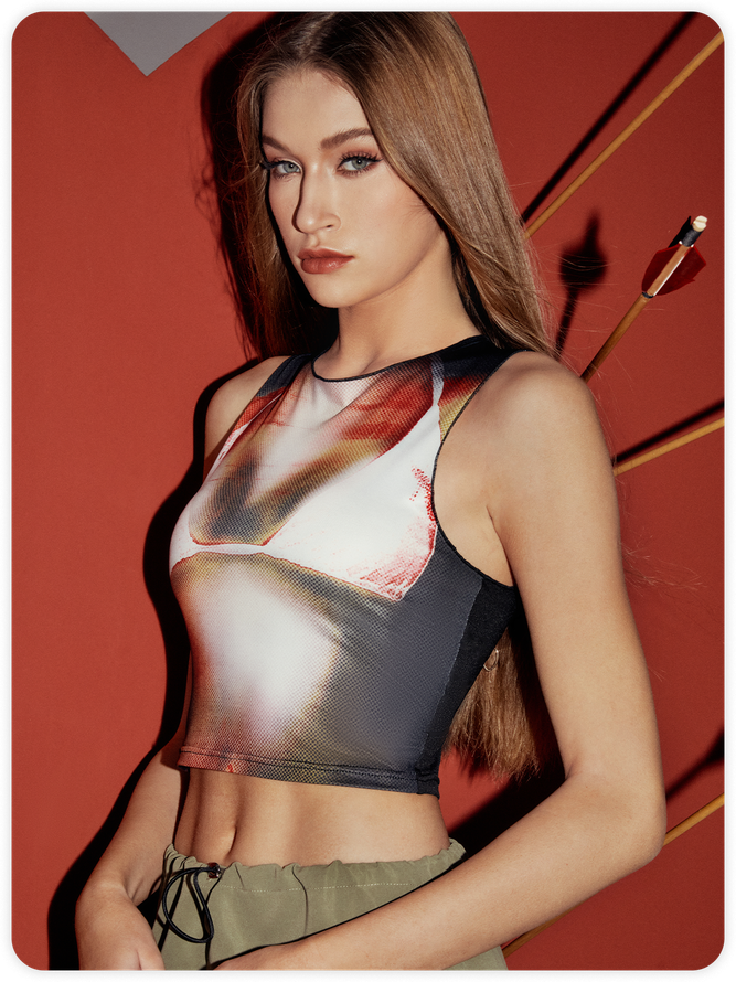 Edgy Multicolor Body print Top Tank Top & Cami