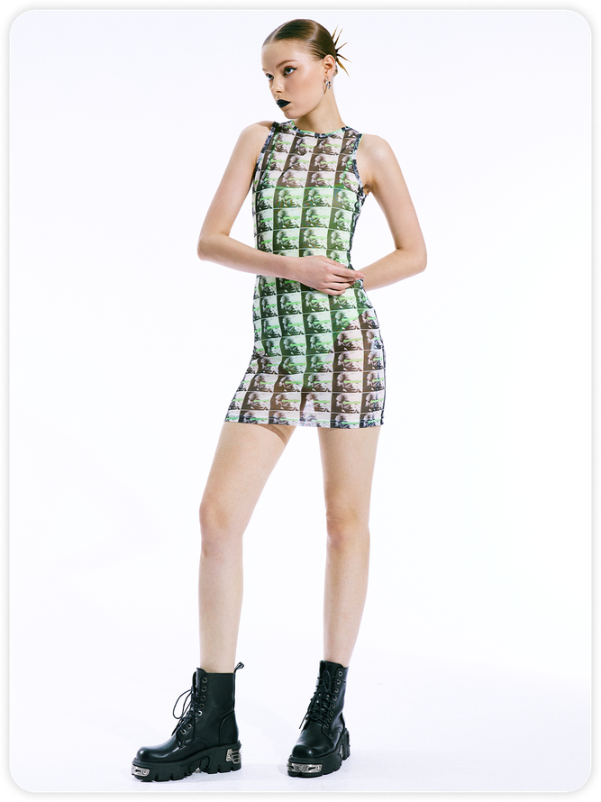 【Final Sale】Green Dress Mini Dress