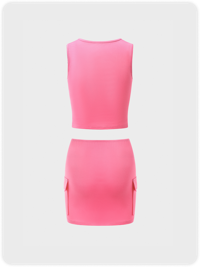 Y2K Pink Cut Out Pockets Party Two-Piece Set